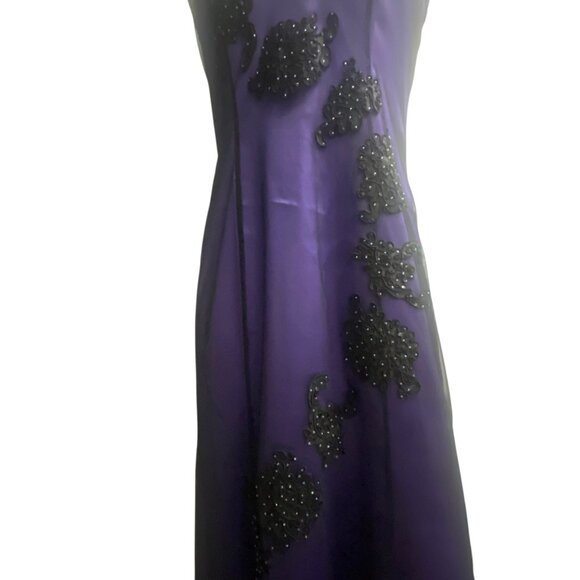 Vintage 90's Grunge Morgan and Co.‎ Purple Beaded Lace Halter Neck Gown - Picture 14 of 16